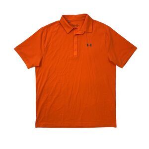 Under Armour Shirt Mens L Large Tangerine PlayOff HeatGear Loose Golf Polo